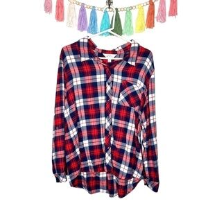 Market & Spruce Red White Blue Plaid Long Sleeve Button Shirt Stitch Fix XXL